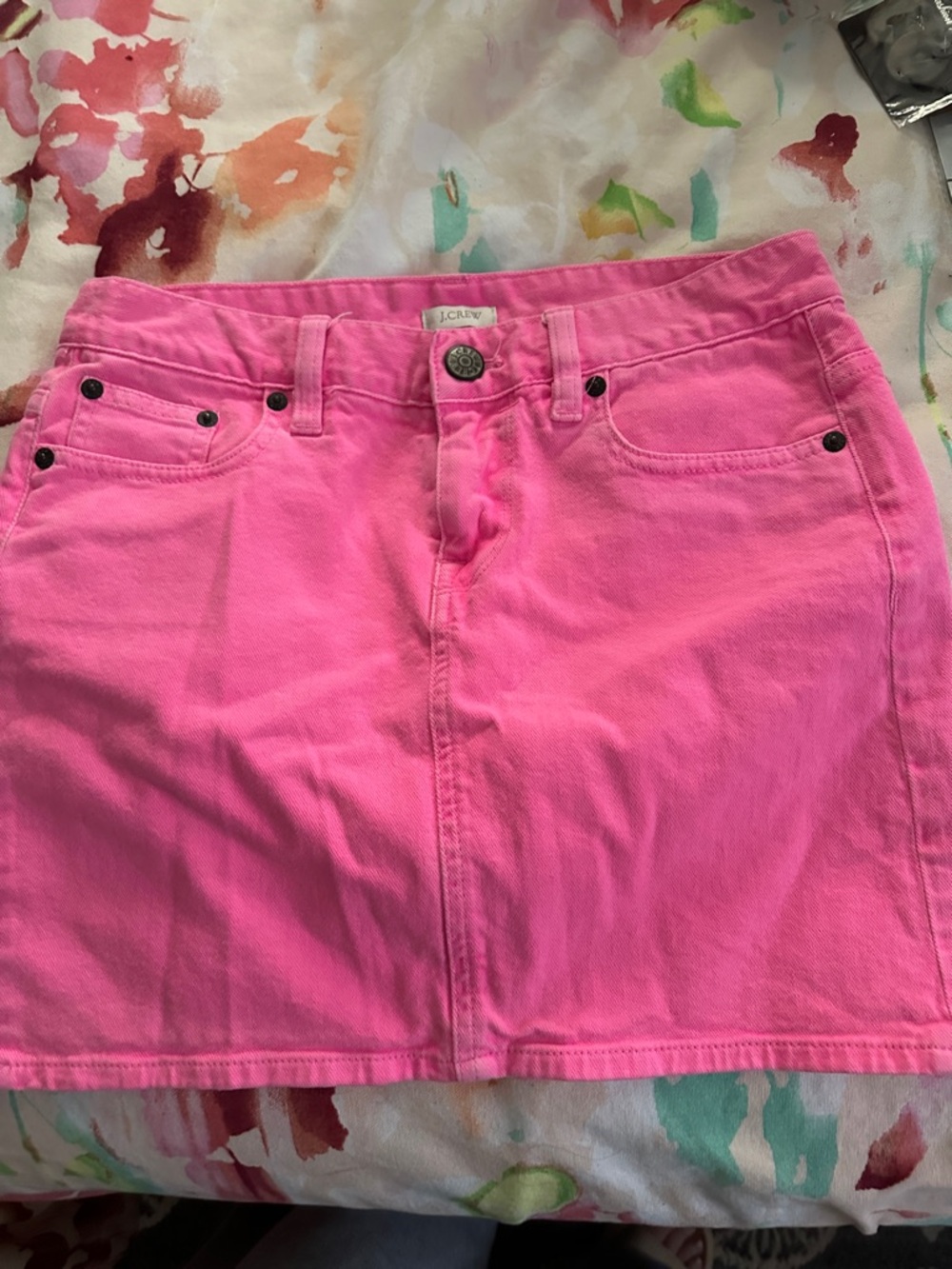 J. Crew Hot Pink Denim Mini Skirt 26